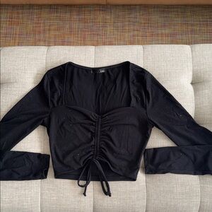 Elegant Sparkling Black Ruched Crop Top